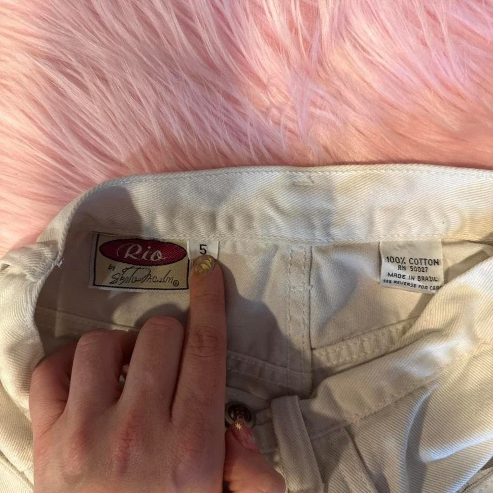 VIntage Crean High-waisted‎ Shorts Fold Over Hem, High Waist Size 5 SMALL